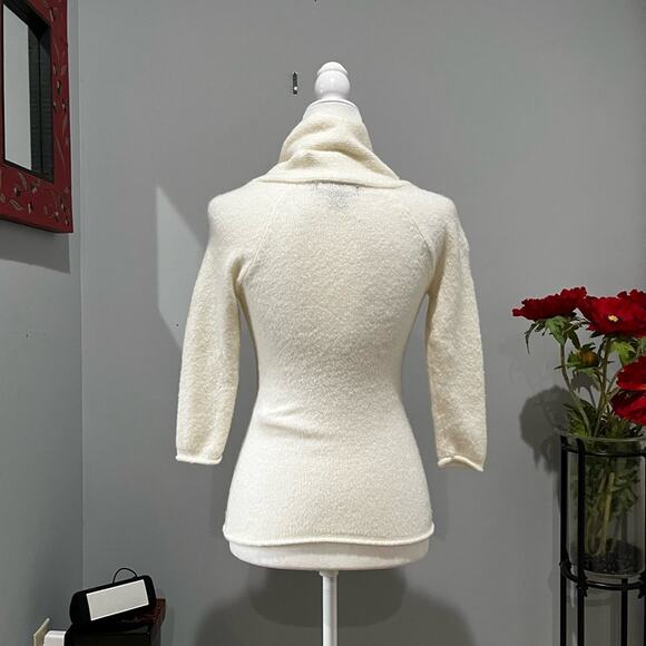NEW Arden B. Cozy Knit Scoop Tie Neck Bow Layering Sweater Winter White XS NWOT - Picture 4 of 13